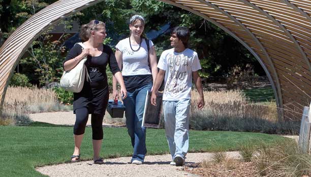 Students walking on campus