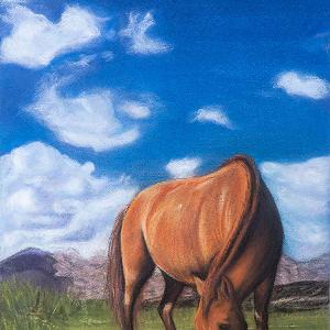 Khaliun Enkhbold - A Fat Horse (Chalk Pastel)