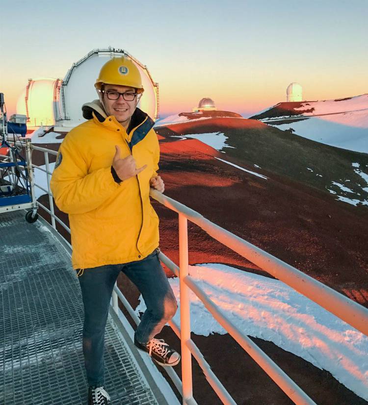 Travis Thieme at the Subaru Telescope on Mauna Kea for his Observational Astronomy course.