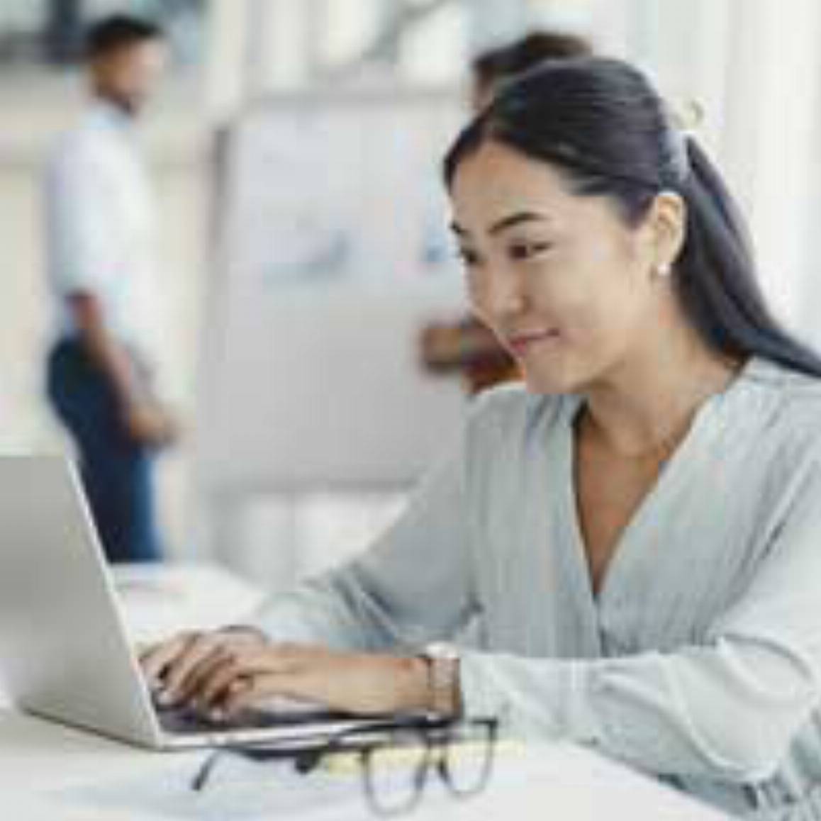 woman working on a laptop