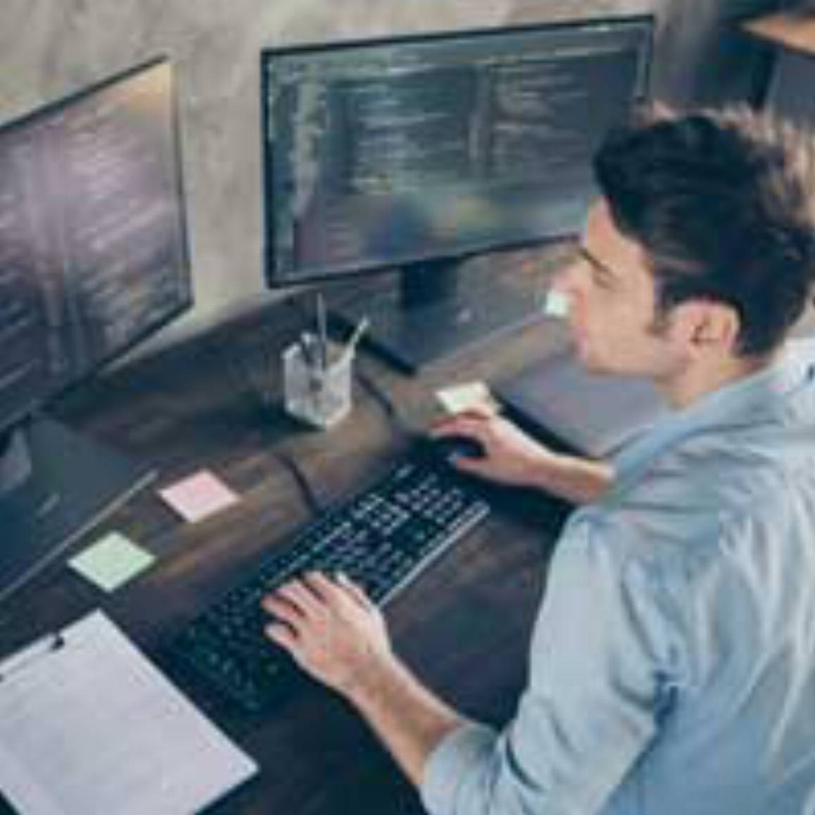 man working on a computer