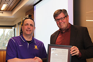 Rich White, Government Affairs for The Boeing Company (left), and Quentin Powers, Edmonds Community College Board of Trustee Chair (right)