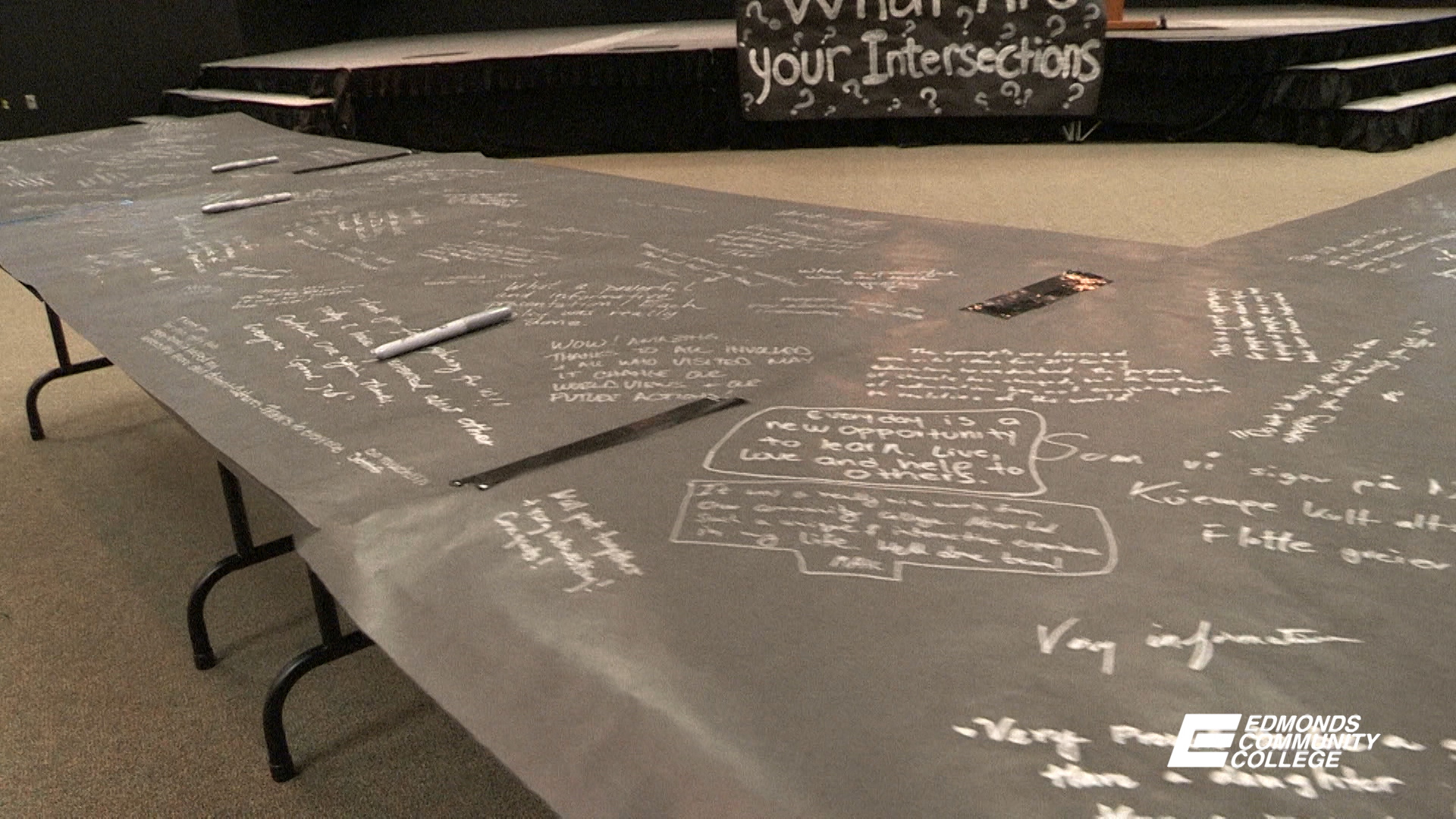 Grafitti table with participant responses to