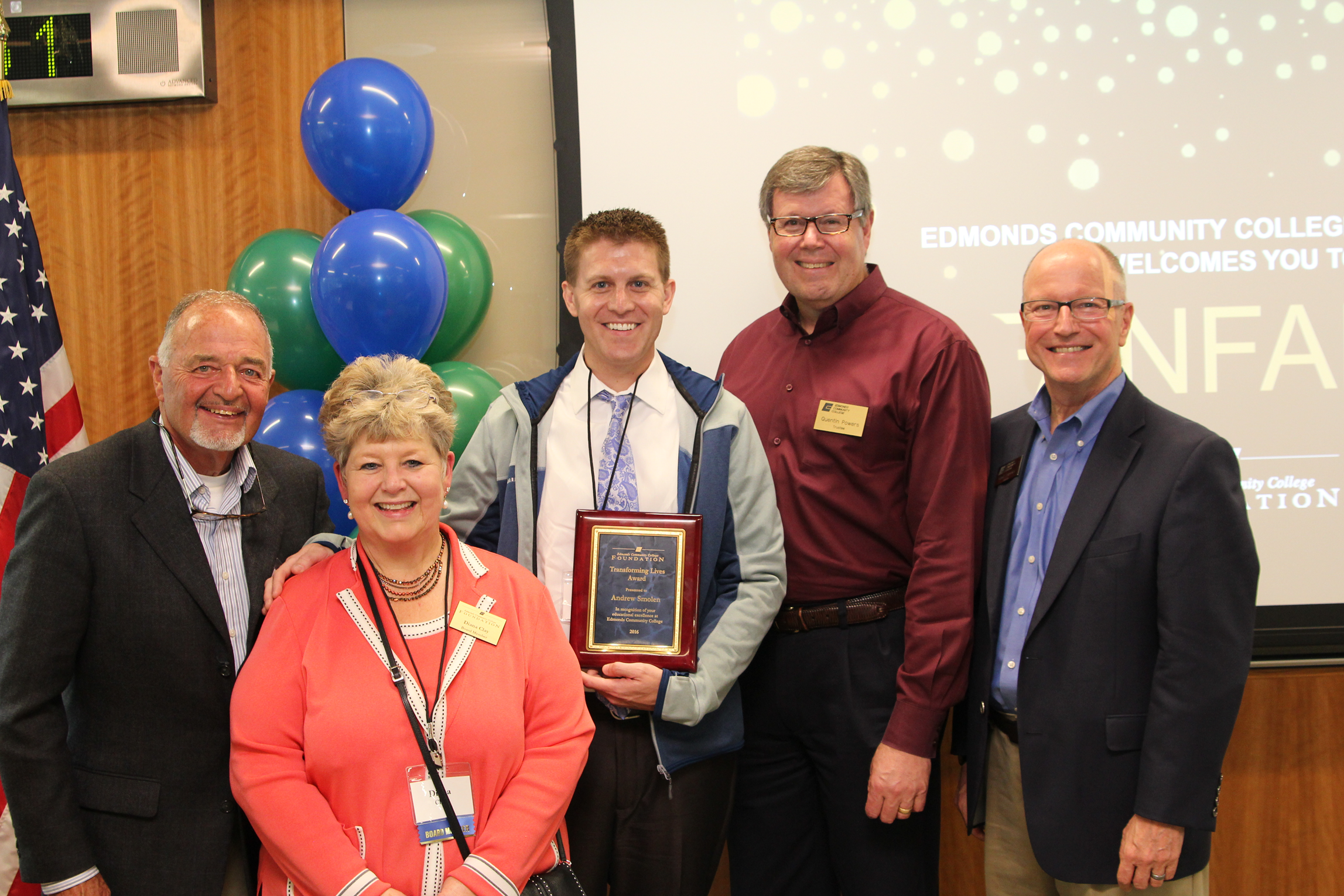 From left: Dick Van Hollebeke, Diana Clay, Andrew Smolen, Quentin Powers, and Carl Zapora