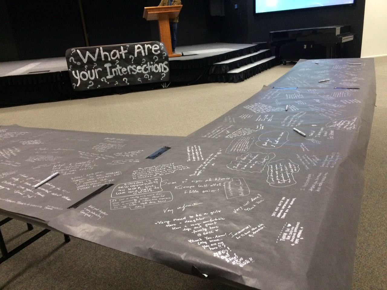 exhibit's graffiti table