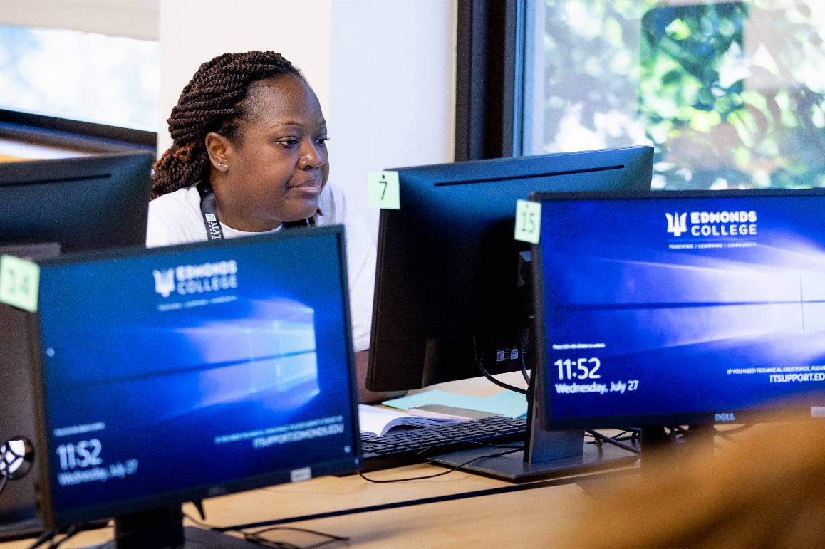 Students can complete the data analytics program at Edmonds College in as little as nine months. (Photo Credit: Scott Eklund / Red Box Pictures)