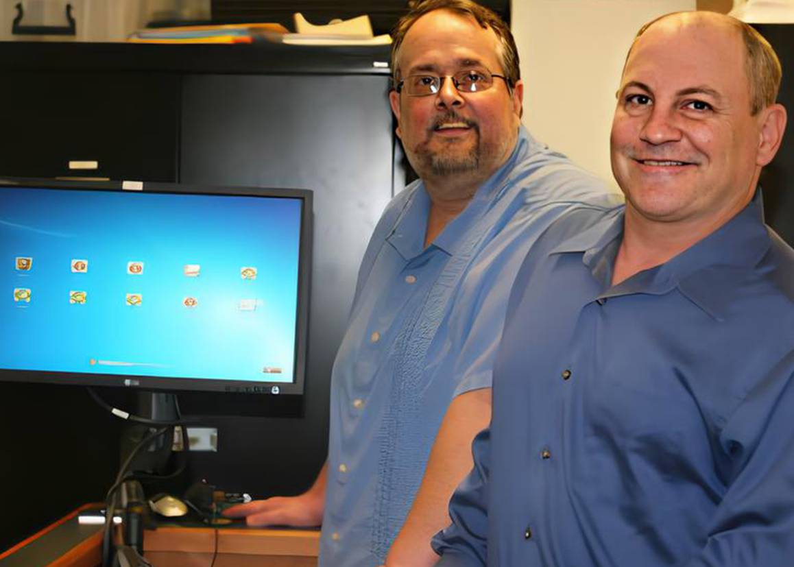 Instructors Steve Hailey (left) and Mike Andrew (right) lead the cyber defense and digital forensics program at Edmonds College. (Photo Courtesy: Steve Hailey)