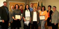 From left to right: Quentin Powers, Dick Van Hollebeke, Lyn Eisenhour, Nick Sibicky, Erika Ferreri, Ross Monroe, Jeannette Wood, Mauri Moore, Kim Haines, Emily Yim, and Jean Hernandez.