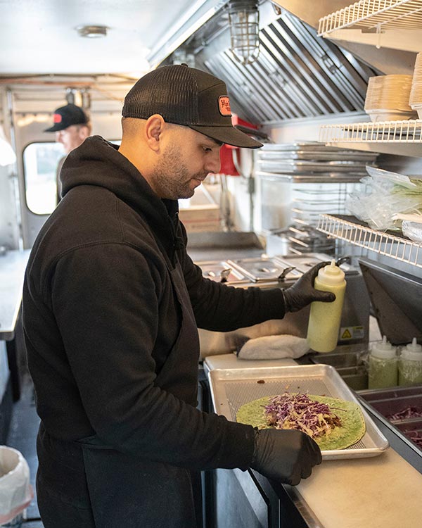 Chef Marty cooking in the truck