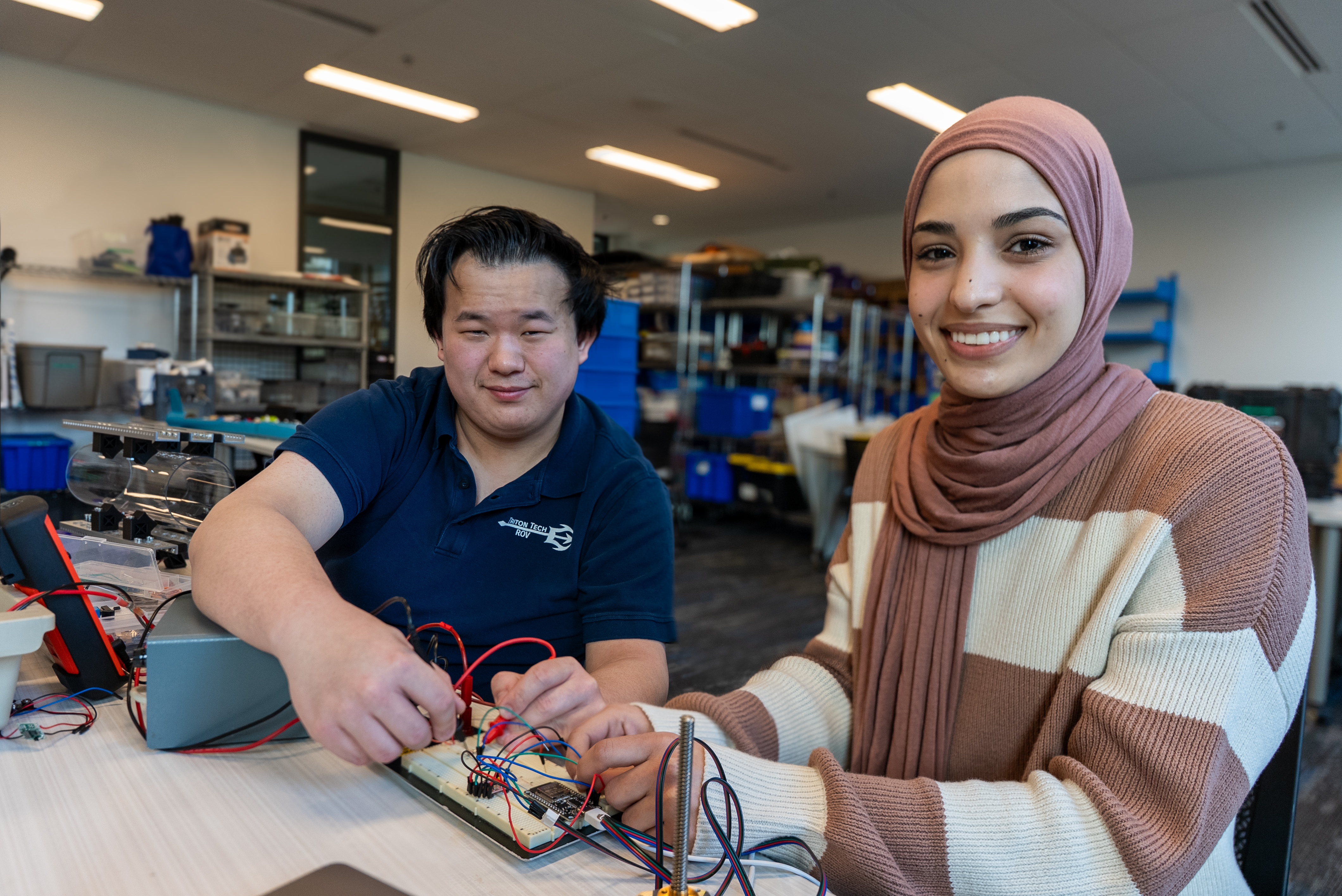 Ty Gross and Sarah Abdullah are two returning members from the 2025 MATE ROV Championships. (photo by Miranda Shook) Ty Gross and Sarah Abdullah are two returning members from the 2025 MATE ROV Championships. (photo by Miranda Shook)
