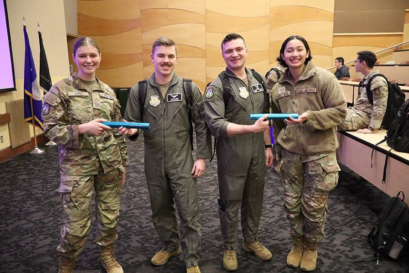 Tyler Ekse (2nd from left) takes over 88 personnel at the University of Washington’s Air Force ROTC Detachment 910.