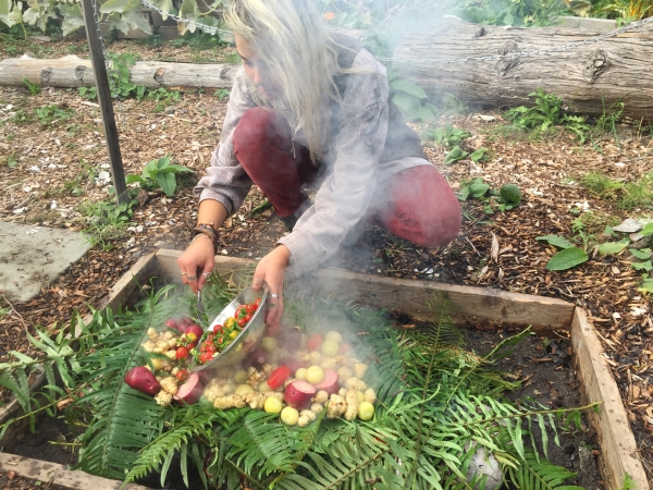 Coast Salish Pit Oven in use