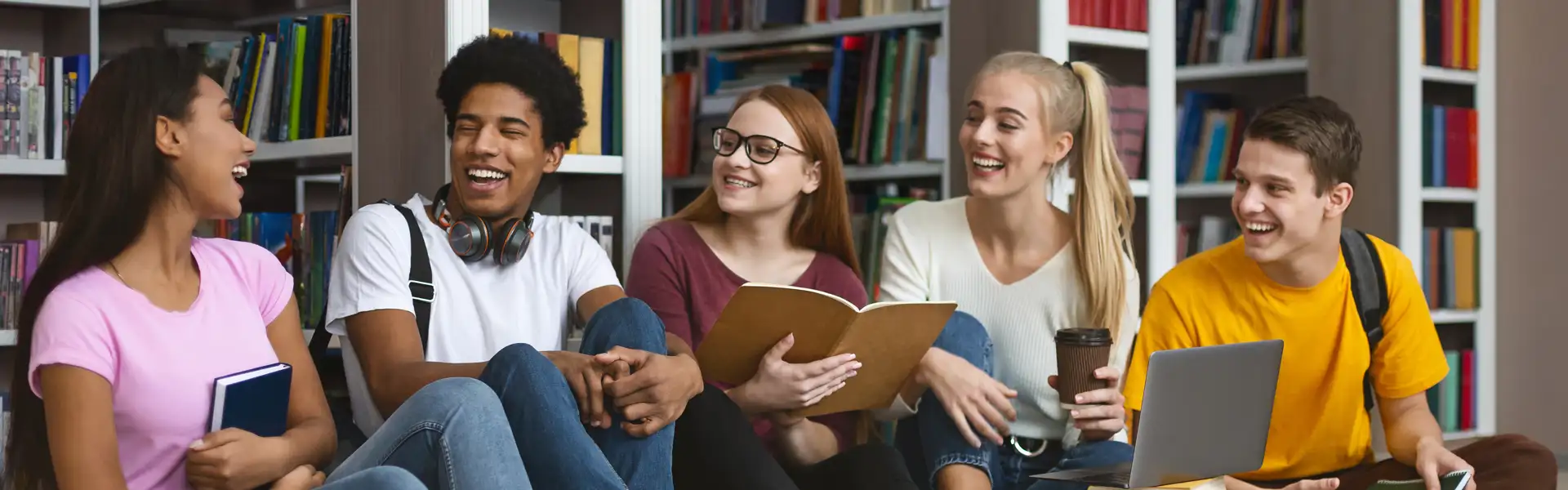 Students reading books
