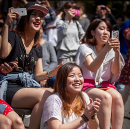 Students taking photos with phones