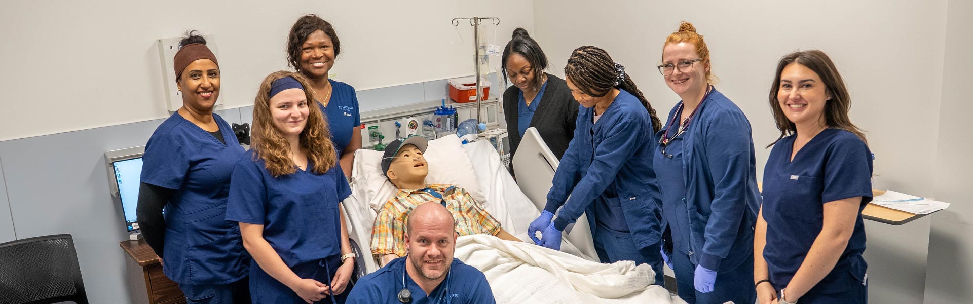 Nursing students in the lab