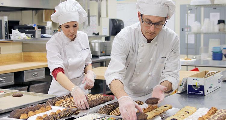 Culinary arts students working in the kitchen