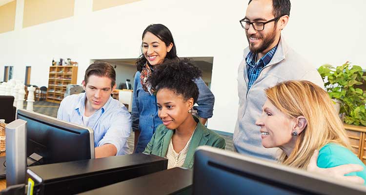 Students in the library