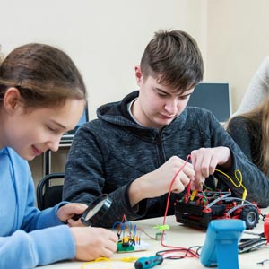 high school students working