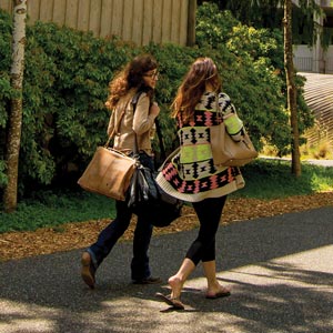 students walking on campus