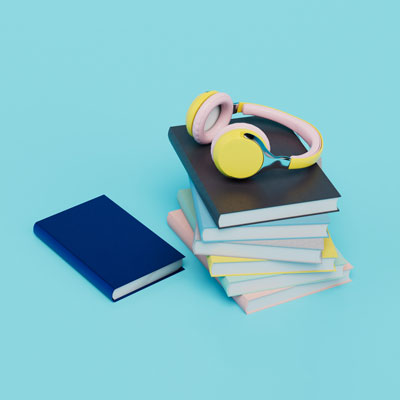 books and headphones
