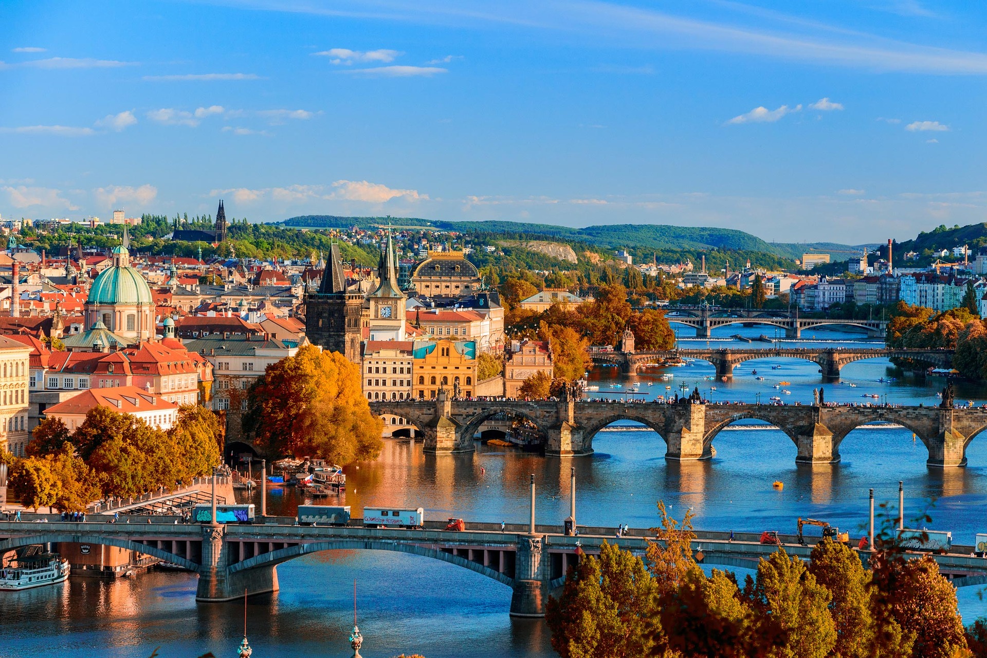 Aerial view of Prague, Czechia