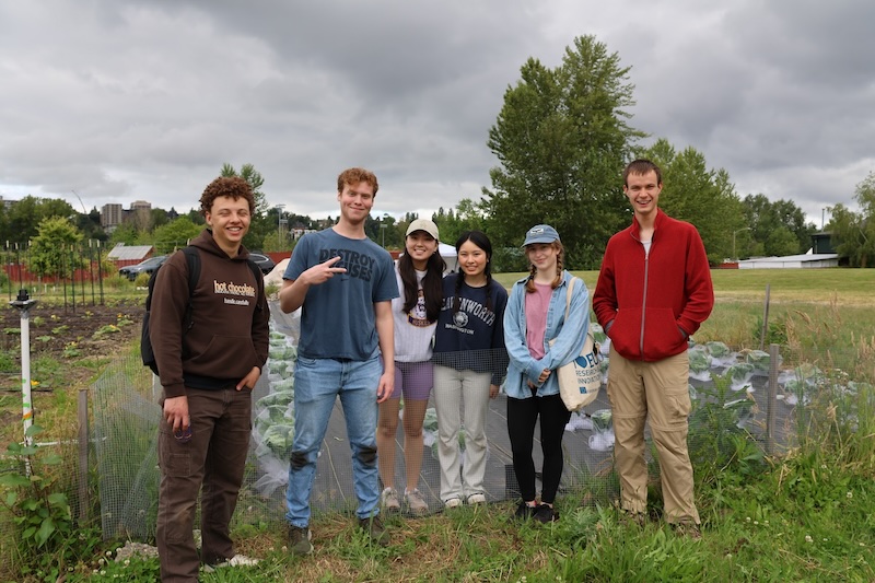 students working in the field at UW
