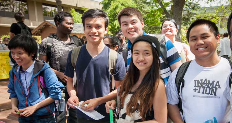 students in the courtyard