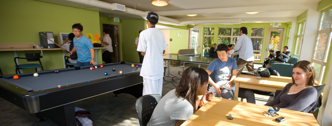 student in the community room
