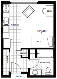 Rainier Place Studio Apartment Floor Plan
