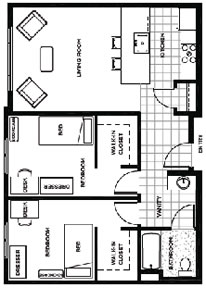 Rainier Place 2 Bedroom Apartment Floor Plan
