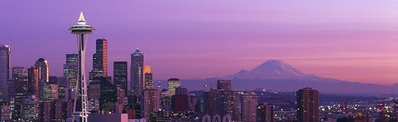 Seattle skyline at sunset