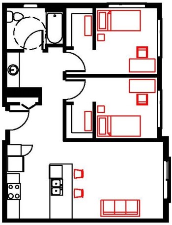 Triton Court 2 Bedroom Floor Plan
