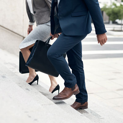 students walking up the stairs