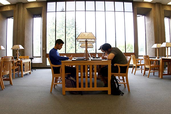 students in the library