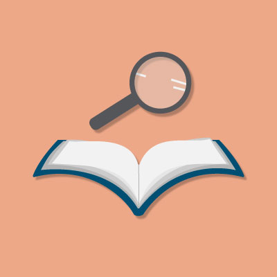 book and magnifying glass icon